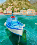 Little Boat, Island of Symi – Original Oil Painting, Greek Island Seascape