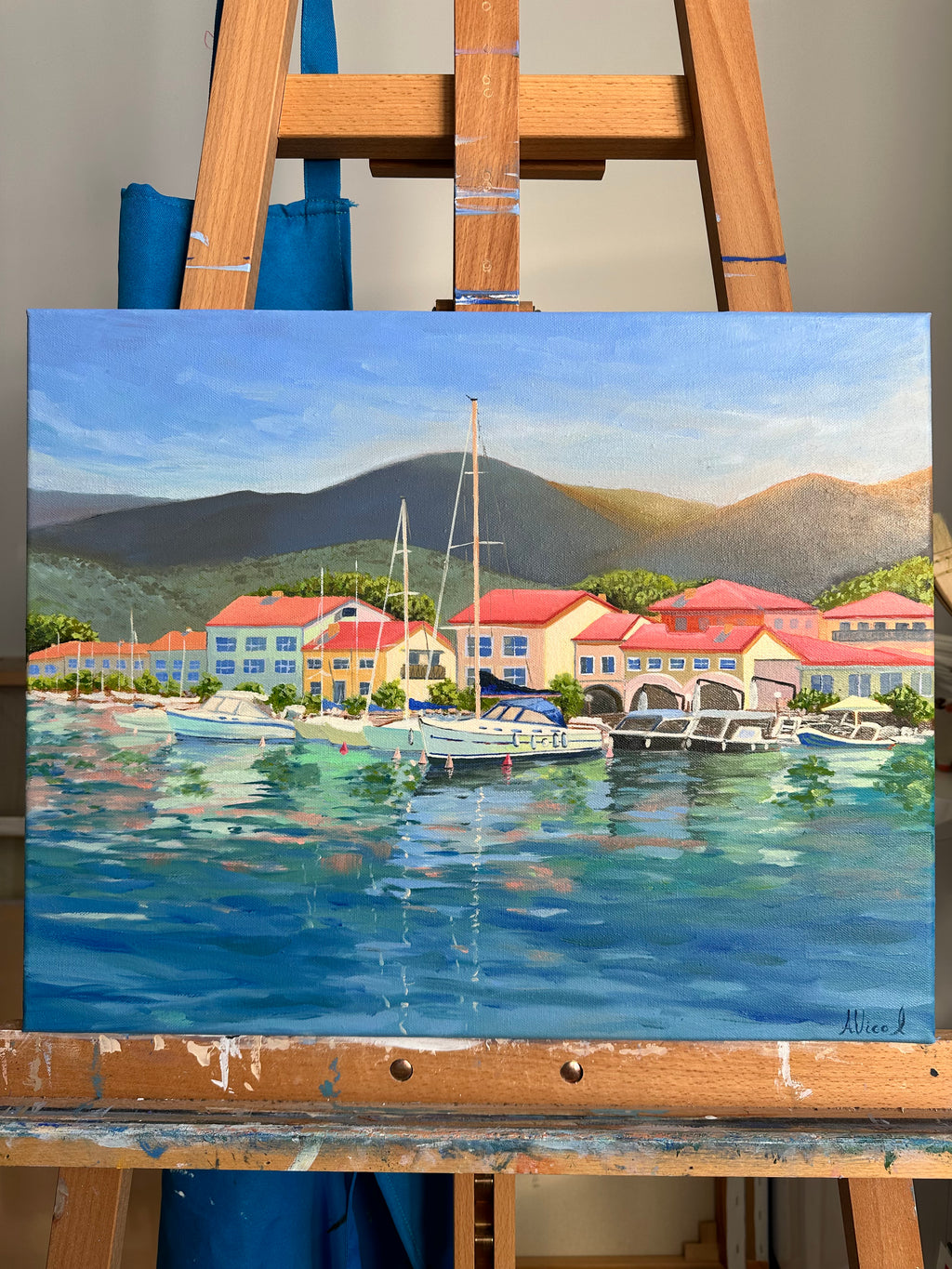 Tuscany Yachts – Original Oil Painting, Mediterranean Seascape