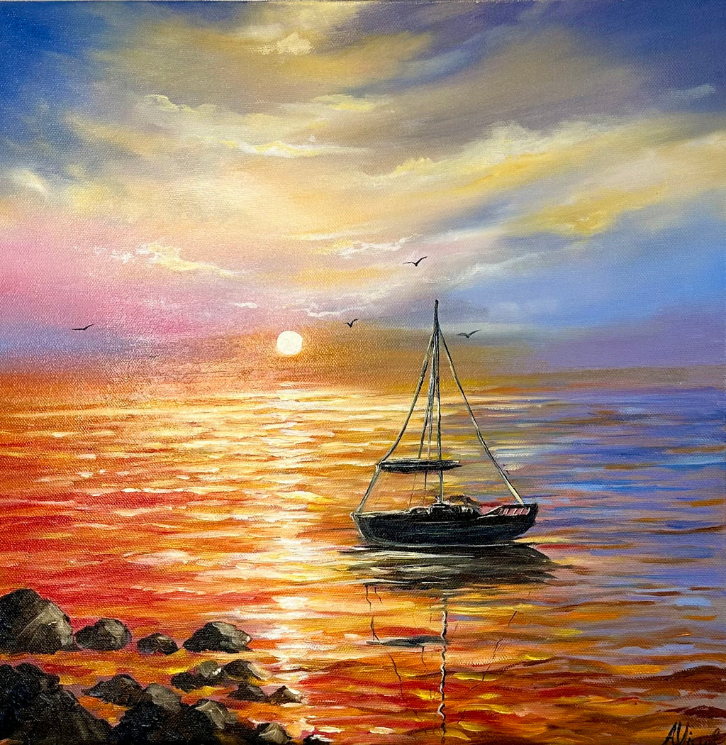 Mediterranean Ibiza – Original Oil Painting, Mediterranean Seascape