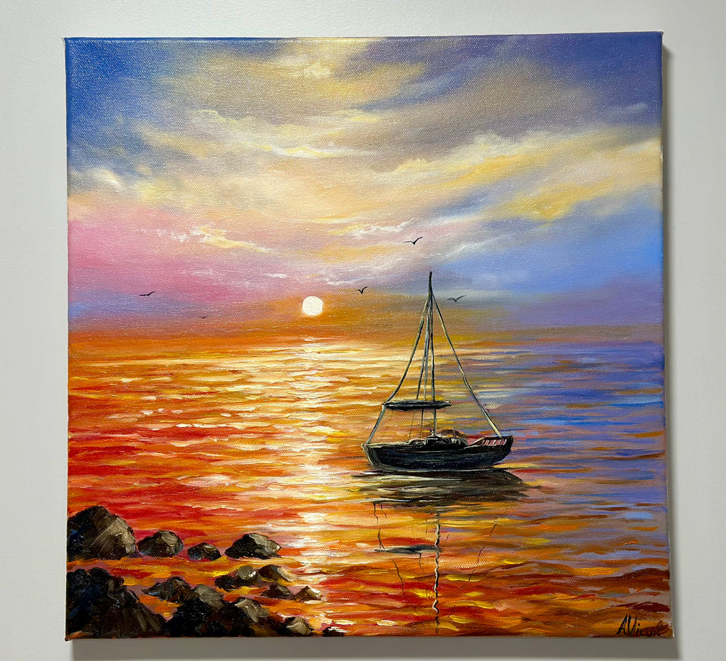 Mediterranean Ibiza – Original Oil Painting, Mediterranean Seascape