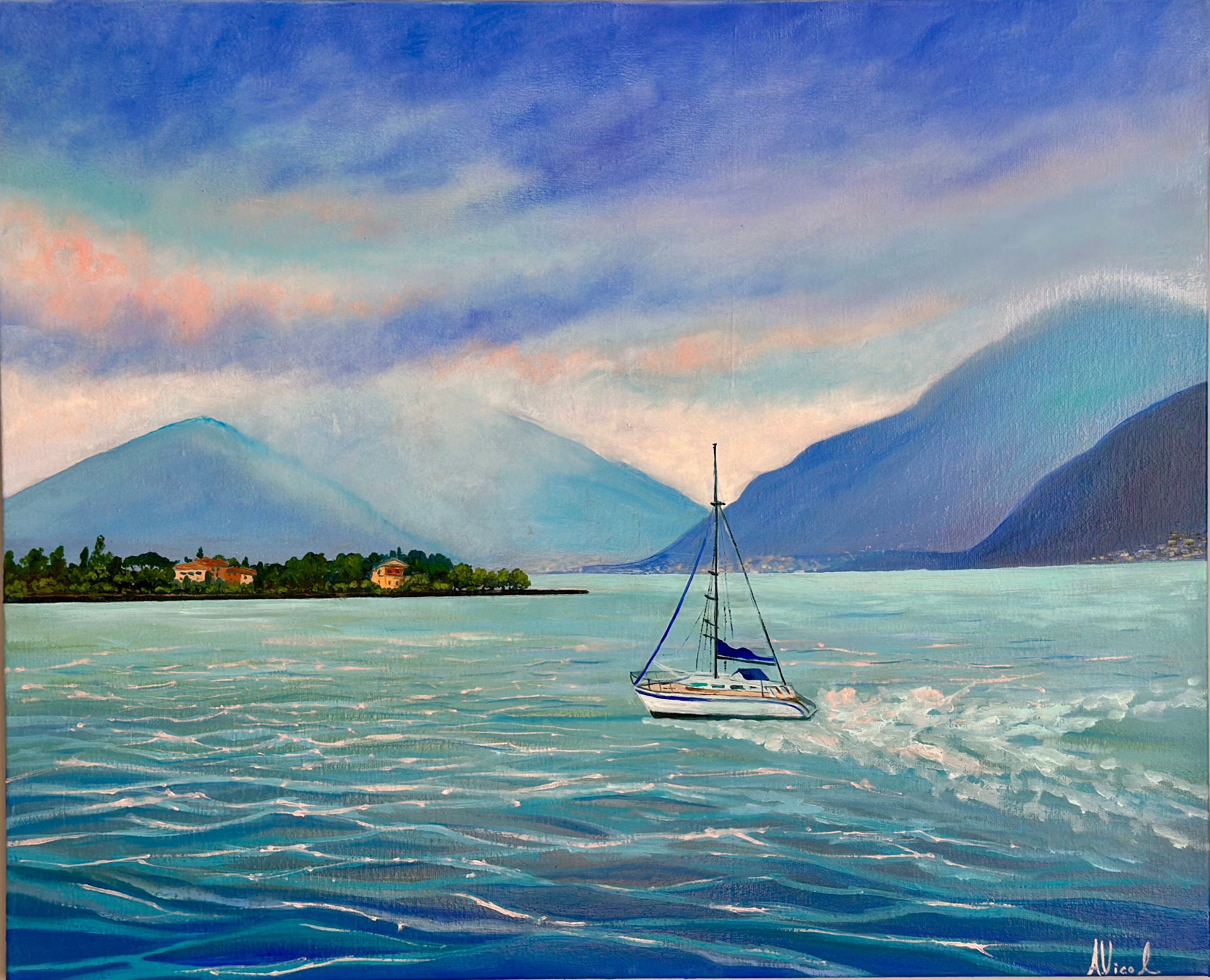 Lake Como – Original Oil Painting, Italian Lake Landscape