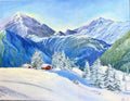 Winter Houses – Original Oil Painting, Winter Landscape