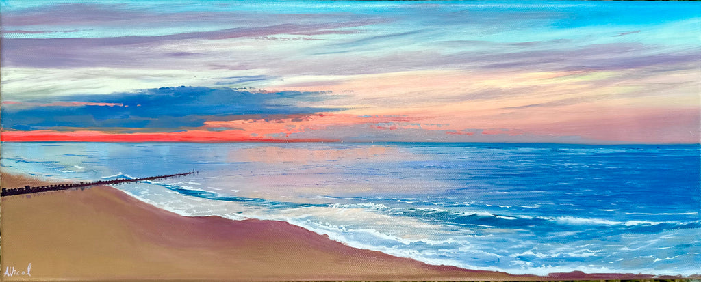 Sunset at the Ocean – Original Oil Painting, Seascape