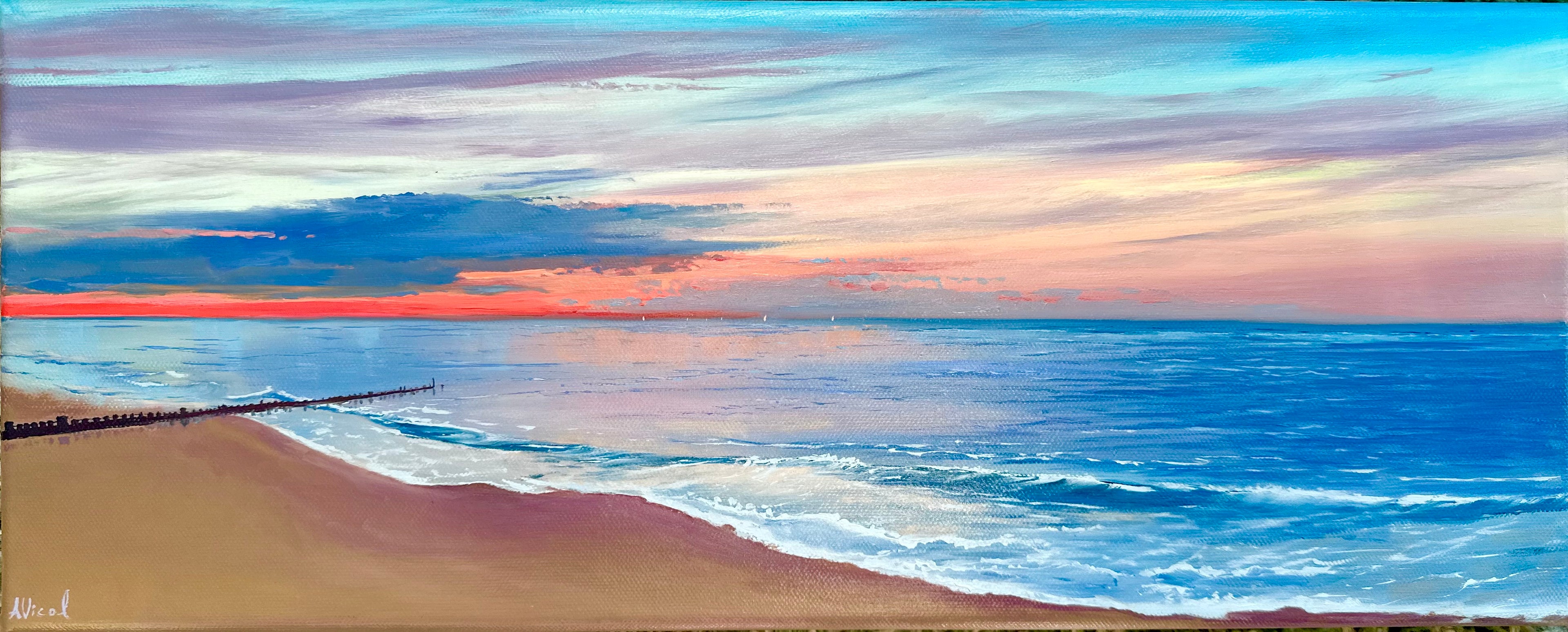 Sunset at the Ocean – Original Oil Painting, Seascape