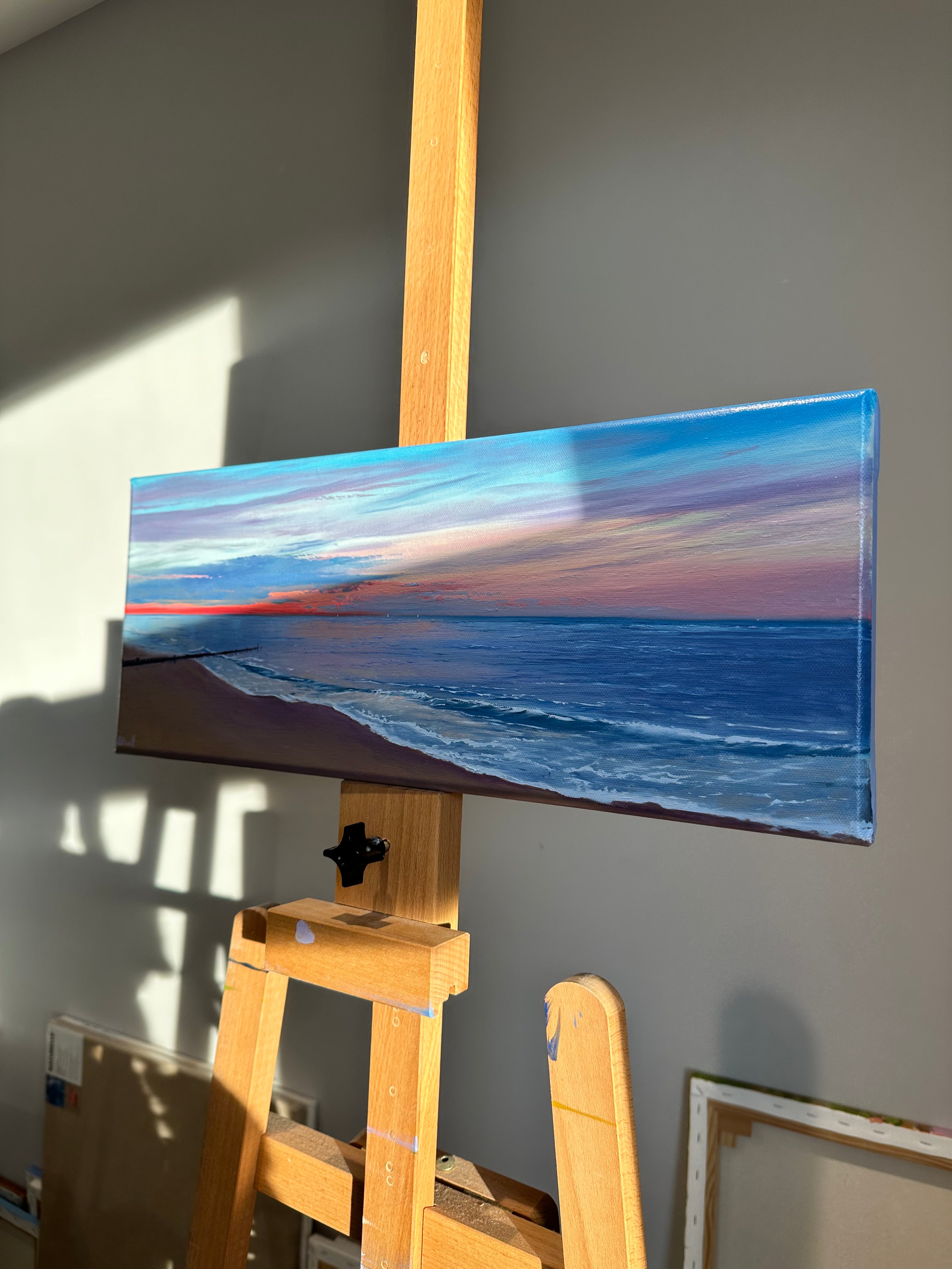 Sunset at the Ocean – Original Oil Painting, Seascape