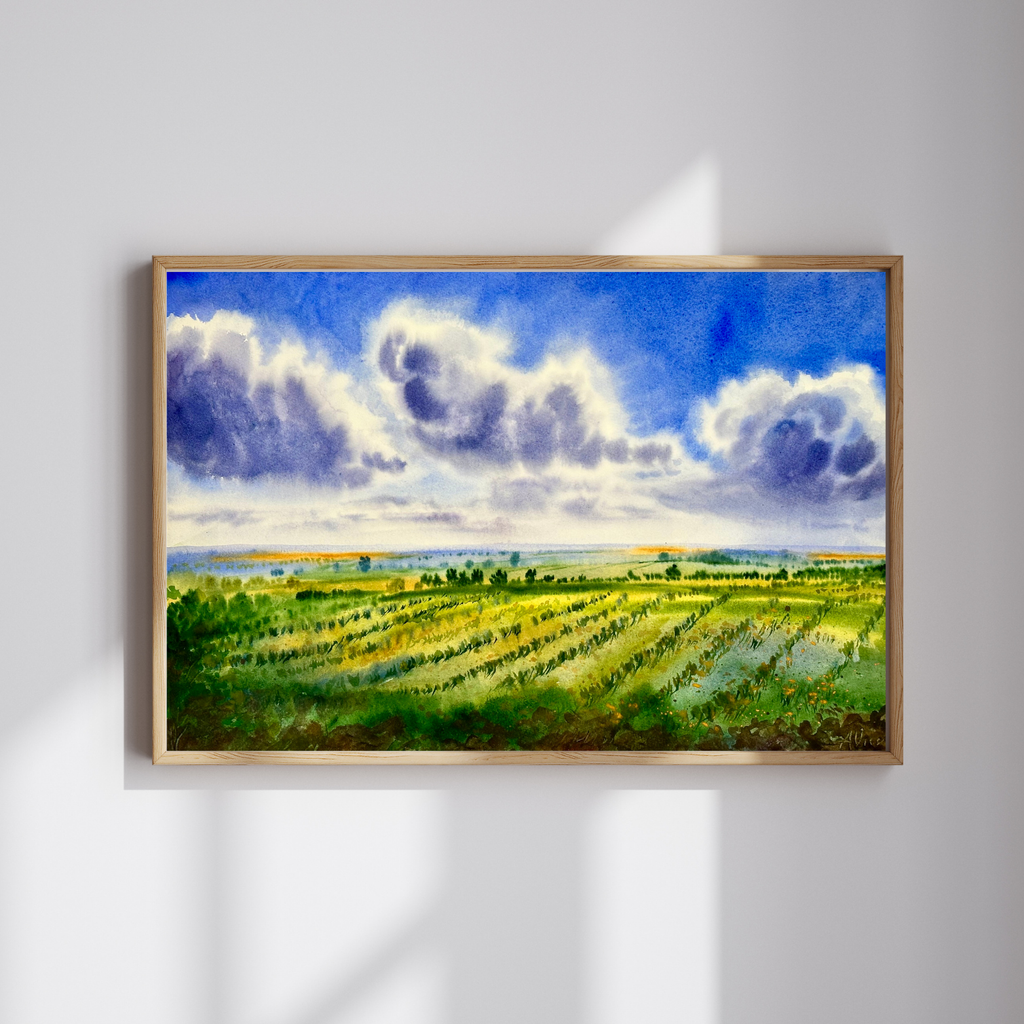 Vineyard – Original Watercolour Painting, Landscape
