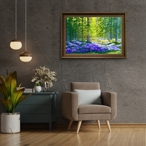 Bluebell Forest – Original Oil Painting, Woodland Landscape